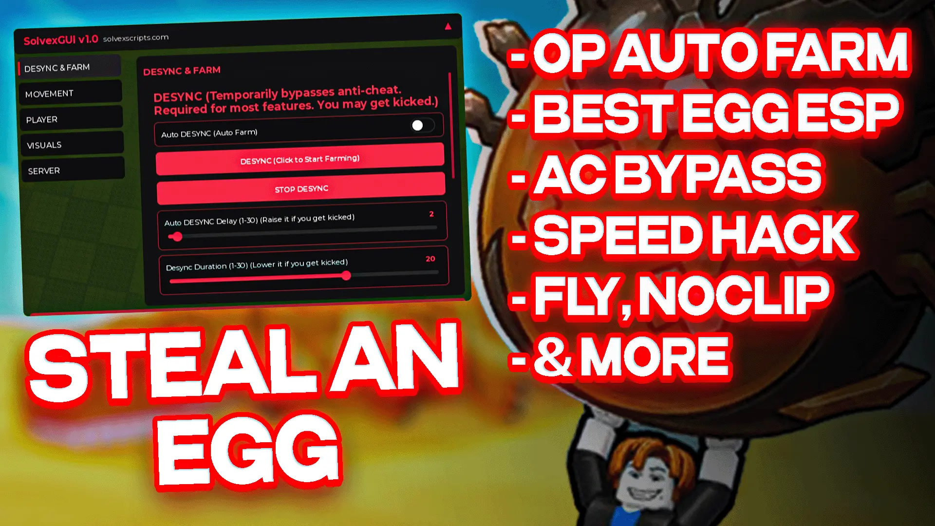 SolvexGUI Steal An Egg Script cover